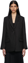 Co Single Button Linen Blazer In 001 Black