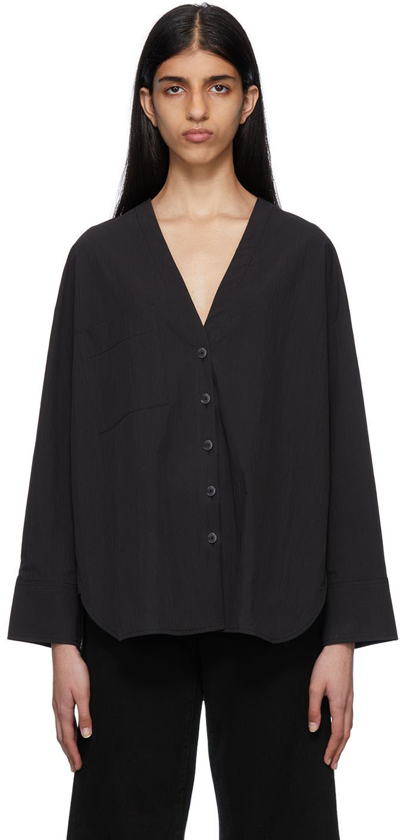 Co Oversized Tton And Nylon Blouse In Black