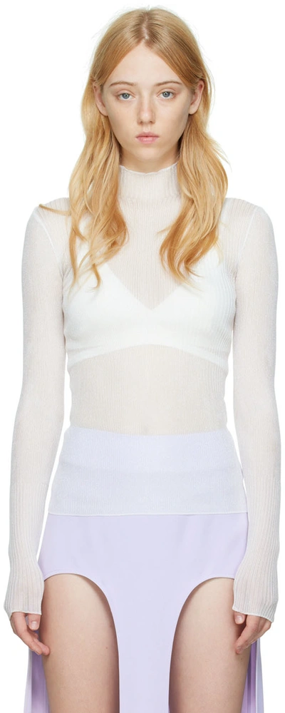 Dion Lee Off-white Rib Long-sleeve T-shirt In Ivory