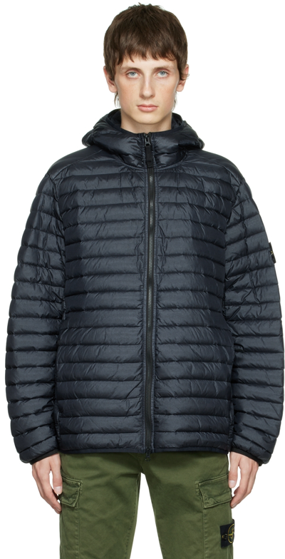 Stone Island Recycled Nylon Down Jacket In Blue
