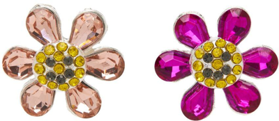 【COLLINA STRADA】HAPPY FLOWER EARRINGS_PINK Collina Strada Rhinestone Happy Flower Mismatched Stud