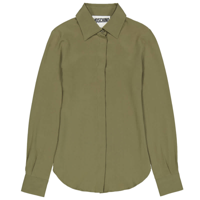 Moschino Ladies Olive Button Down Blouse