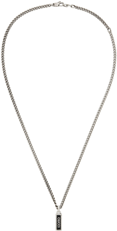Gucci Sterling Silver Enamel Pendant Necklace