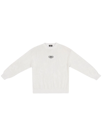 Balenciaga Bb Logo-embroidered Oversize Jumper In White