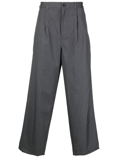 Stussy Pinstripe Wide-leg Trousers In Grey | ModeSens