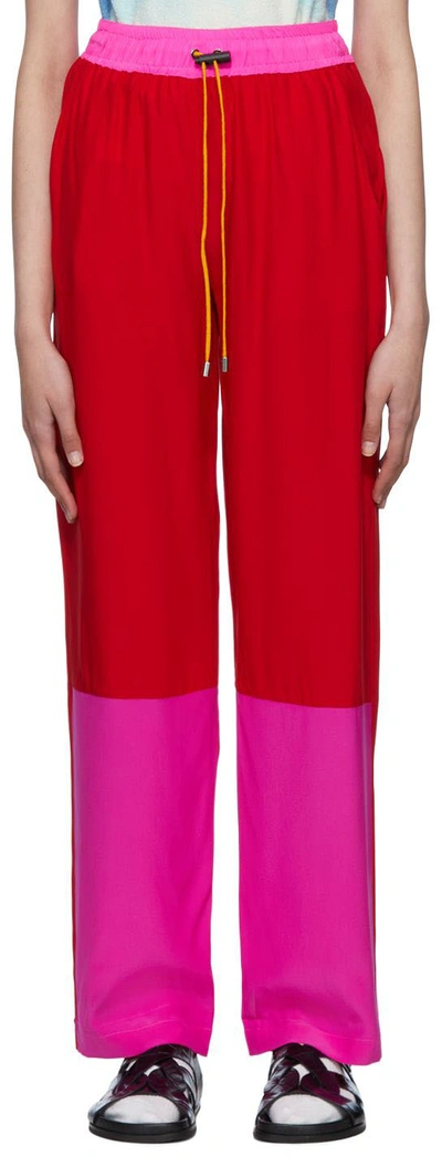 Kkco Red Drawstring Lounge Trousers In Mixed Cherry