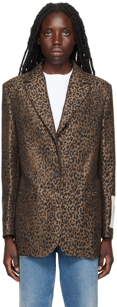 Golden Goose Leopard Jacquard Wool Blazer In Brown