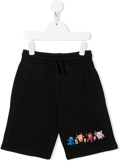 Off-white Kids' Off Monsters Jersey Shorts In Black