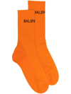 Balenciaga Knitted Logo Socks In Orange/black