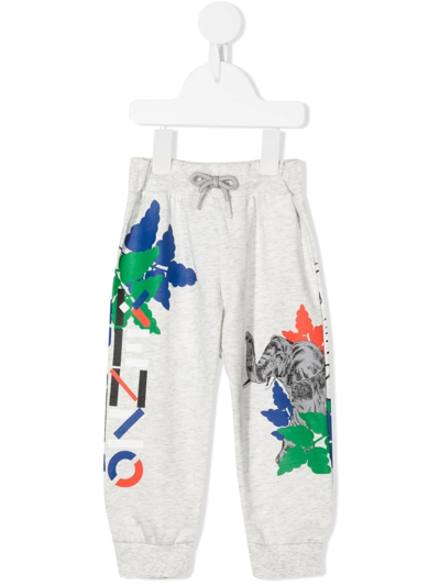 Kenzo Babies' Logo-print Cotton Track Trousers In Grey