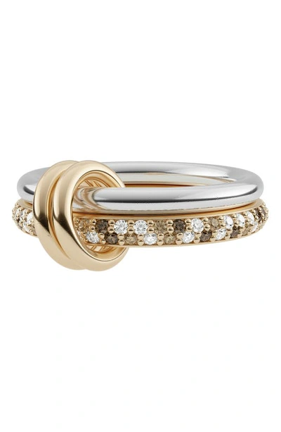 Spinelli Kilcollin Petite Virgo Pavé Diamond Linked Rings In Sterling Silver/ Yellow Gold