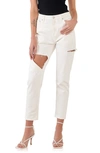 Grey Lab Ripped High Waist Slim Straight Leg Jeans In White