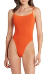 Bound By Bond-eye Low Palace Textured Open Back One-piece Swimsuit In Vermillion
