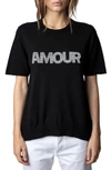 ZADIG & VOLTAIRE AMOUR CASHMERE GRAPHIC TEE