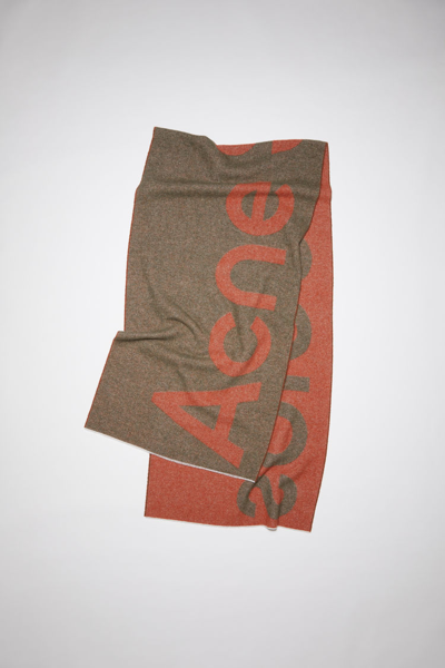 Acne Studios Logo Jacquard Scarf 'brown/rust Orange' In Brown,rust Orange