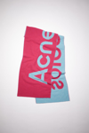 Acne Studios Fn-ux-scar000155 Fuchsia Pink/blue Jacquard Logo Scarf In Fuchsia Pink,blue