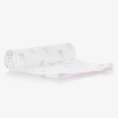 Kissy Kissy Girls White & Pink Teddy Blanket (70cm)