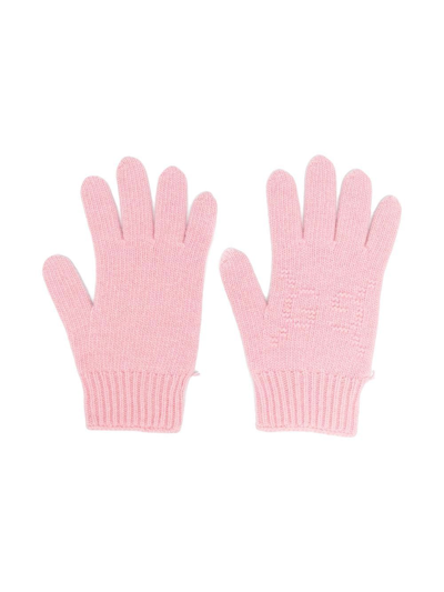 Gucci Kids' Full-finger Wool Gloves In Pink