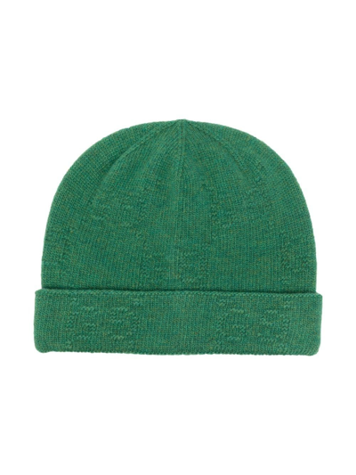 Gucci Kids' Embroidered-logo Wool Beanie In Green