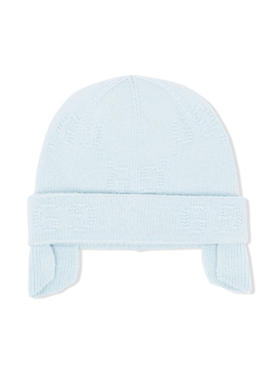 Gucci Babies' Purl-knit Wool Beanie In Blue