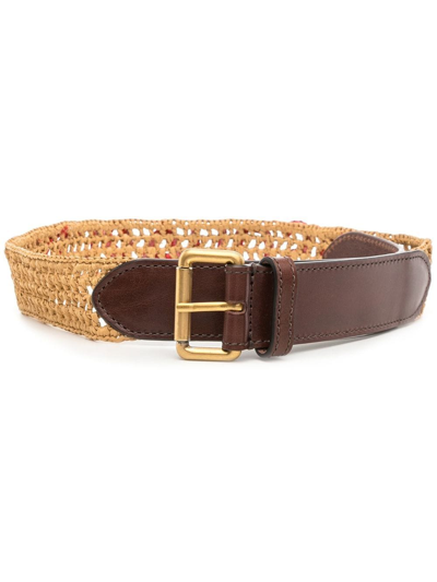Dsquared2 Interwoven Raffia-leather Belt In Brown