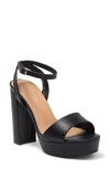 Top Guy Shoes Jane Platform Sandal In Black Pu