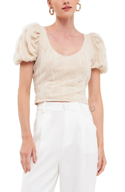 Endless Rose Textured Stretch Top In Beige