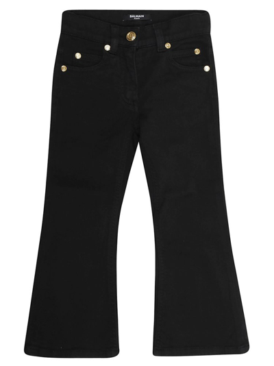 Balmain Kids Button Detailed Flared Jeans In Black