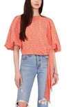 Vince Camuto Bubble Sleeve Tie Front Top In Fireside Vc
