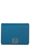 Loewe Leather Trifold Wallet In Lagoon Blue