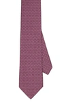 Ferragamo Ivory Print Silk Tie In Berry/ Rosa