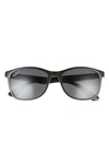 Ray Ban 56mm Polarized Square Sunglasses In Matte Black/ Dark Grey