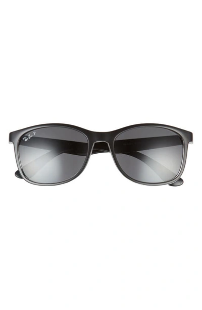Ray Ban 56mm Polarized Square Sunglasses In Matte Black/ Dark Grey