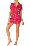 Kate Spade Print Short Pajamas In Red/ Print