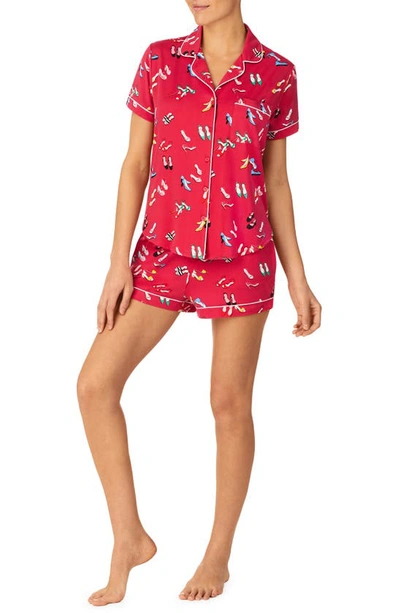 Kate Spade Print Short Pajamas In Red/ Print