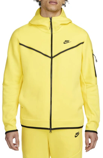 Nike Sportswear Tech Fleece Zip Hoodie In Yellow Strike/ Black
