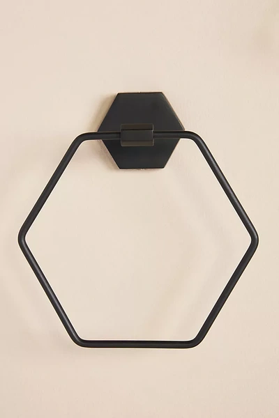 Anthropologie Hexagon Towel Ring In Black