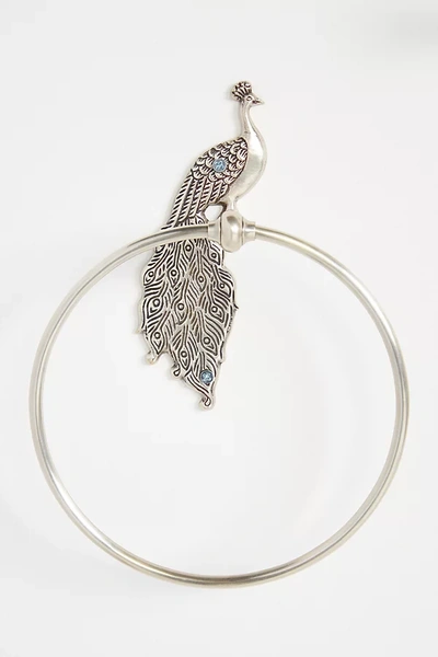 Anthropologie Ida Peacock Towel Ring In Silver