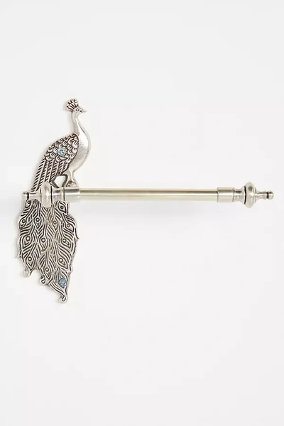 Anthropologie Ida Peacock Toilet Paper Holder In Silver