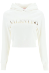 VALENTINO CROPPED HOODIE WITH SEQUINED LOGO