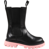 GALLUCCI BLACK BOOTS FOR GIRL WITH LIGHT-BLUE CHUNKY SOLE