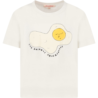 The Animals Observatory Ivory T-shirt For Kids With Logo In White