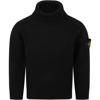 Stone Island Black Sweater For Boy With Patch Logo In Black