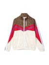 Palm Angels Colour-block Zip-up Sweatshirt Jacket In Bianco