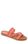 Journee Collection Women's Colette Braided Strappy Open Toe Flat Sandals In Coral