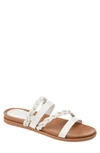 Journee Collection Women's Colette Braided Strappy Open Toe Flat Sandals In White