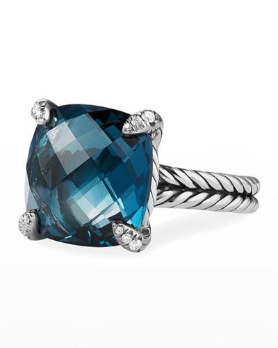 David Yurman Chatelaine Ring With Hampton Blue Topaz And Diamonds
