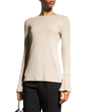 Capsule 121 The Polaris Ruffle Cuff Knit Top In Beige