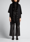 Sofia Cashmere Cashmere Kimono Cape W/ Fur-trim In Black