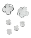 Jan Leslie Men's Clover Mother-of-pearl 6-piece Cufflinks & Tuxedo Stud Set In Silver